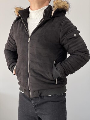 HOODED MEN PUFFER JACKET BLACK/ E ZEZE 