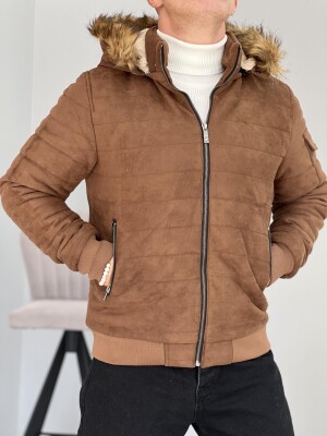 HOODED MEN PUFFER JACKET BROWN/KAFE 