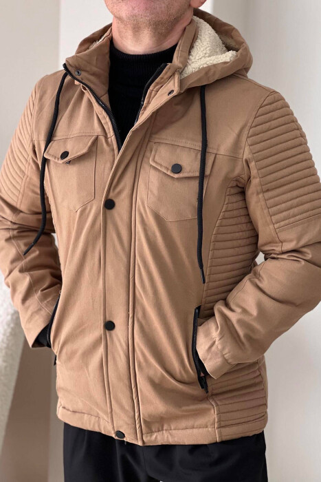 HOODED MEN PUFFER JACKET BEIGE/BEZHE - 5