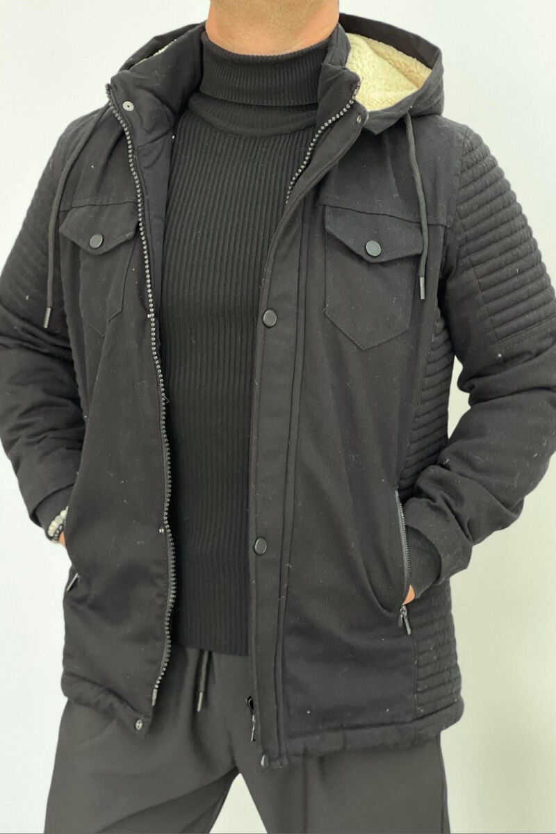 HOODED MEN PUFFER JACKET BLACK/ E ZEZE - 1