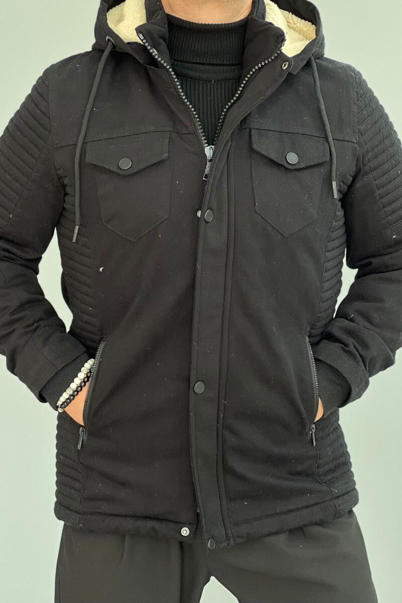 HOODED MEN PUFFER JACKET BLACK/ E ZEZE - 4