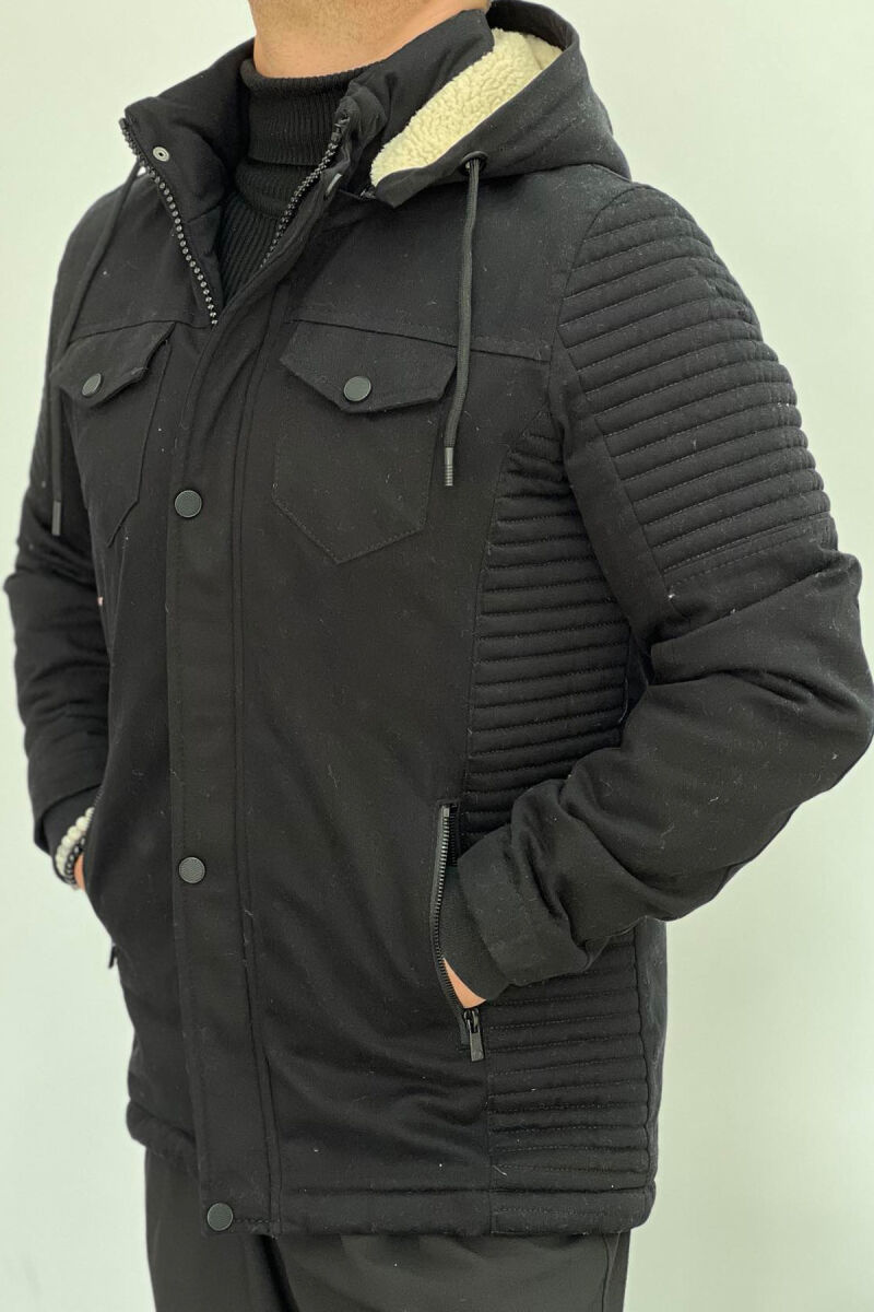 HOODED MEN PUFFER JACKET BLACK/ E ZEZE - 5