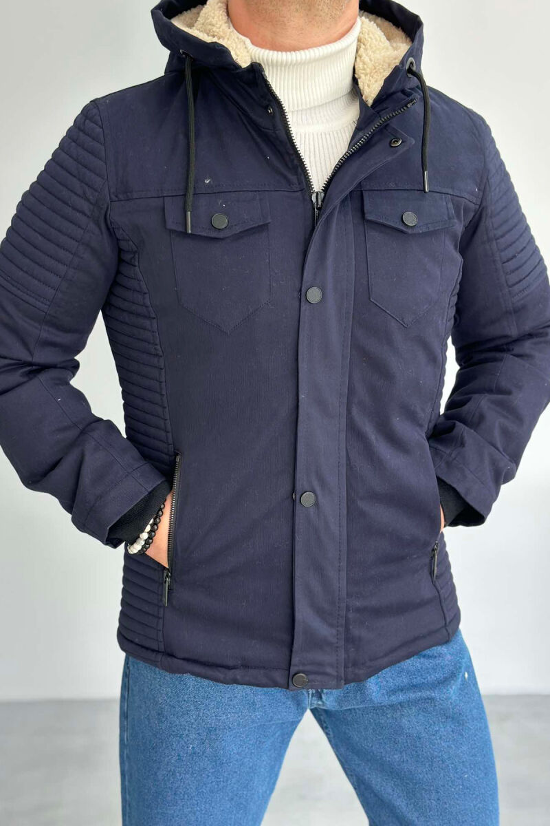 HOODED MEN PUFFER JACKET BLUE/BLU - 1