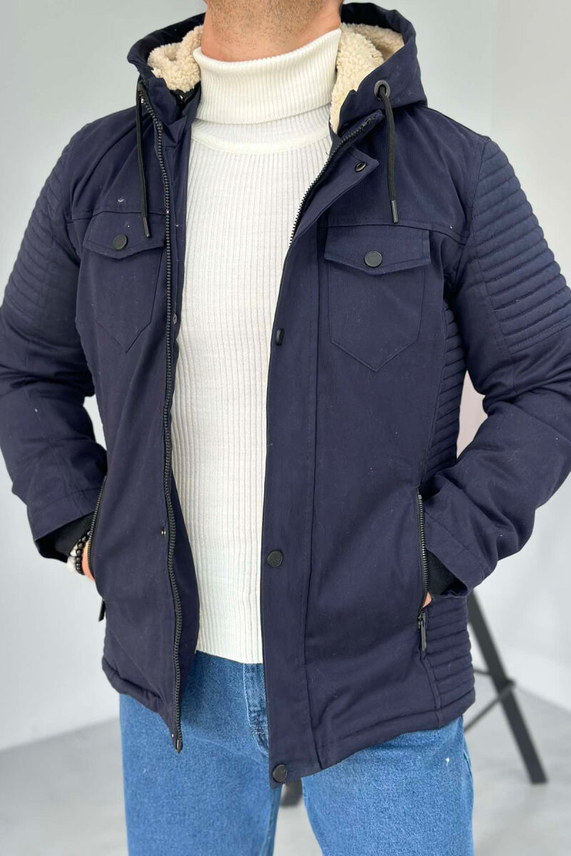 HOODED MEN PUFFER JACKET BLUE/BLU - 4