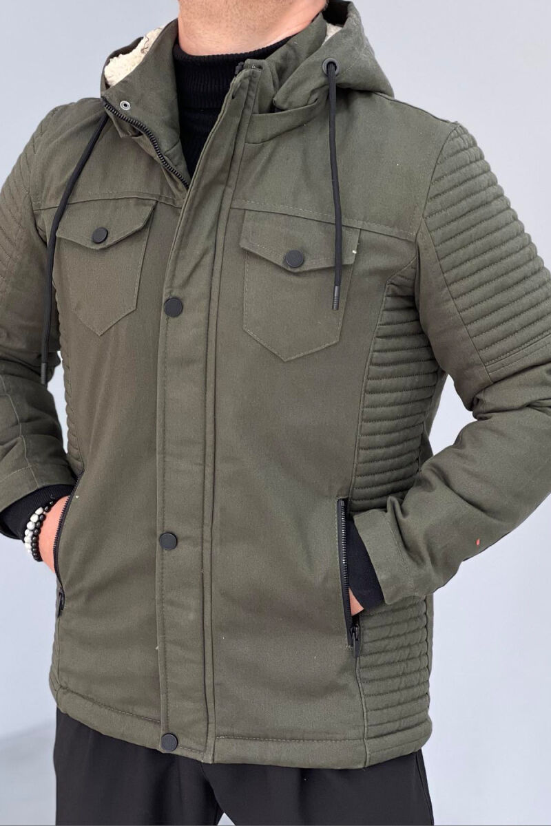 HOODED MEN PUFFER JACKET LIGHT GREEN/JEZB - 5