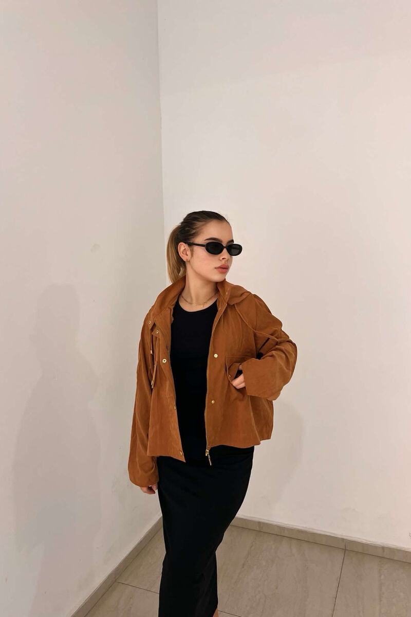  HOODED WOMEN JACKET IN BROWN COLOR - 1