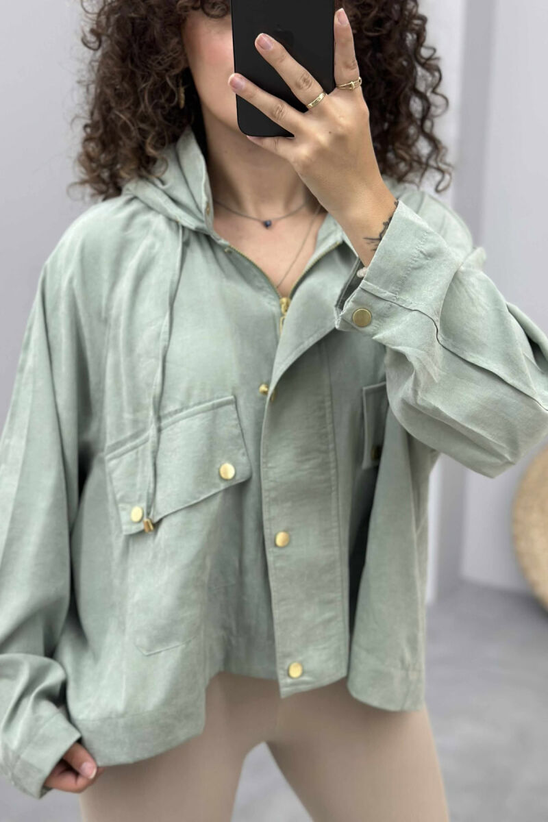 ONE COLOR HOODED WOMEN JACKET MINT/MENTE - 2