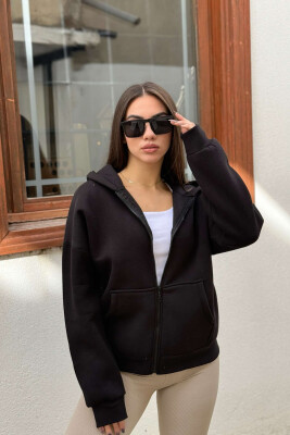 HOODED WOMEN JACKET WITH POCKETS BLACK/ E ZEZE 