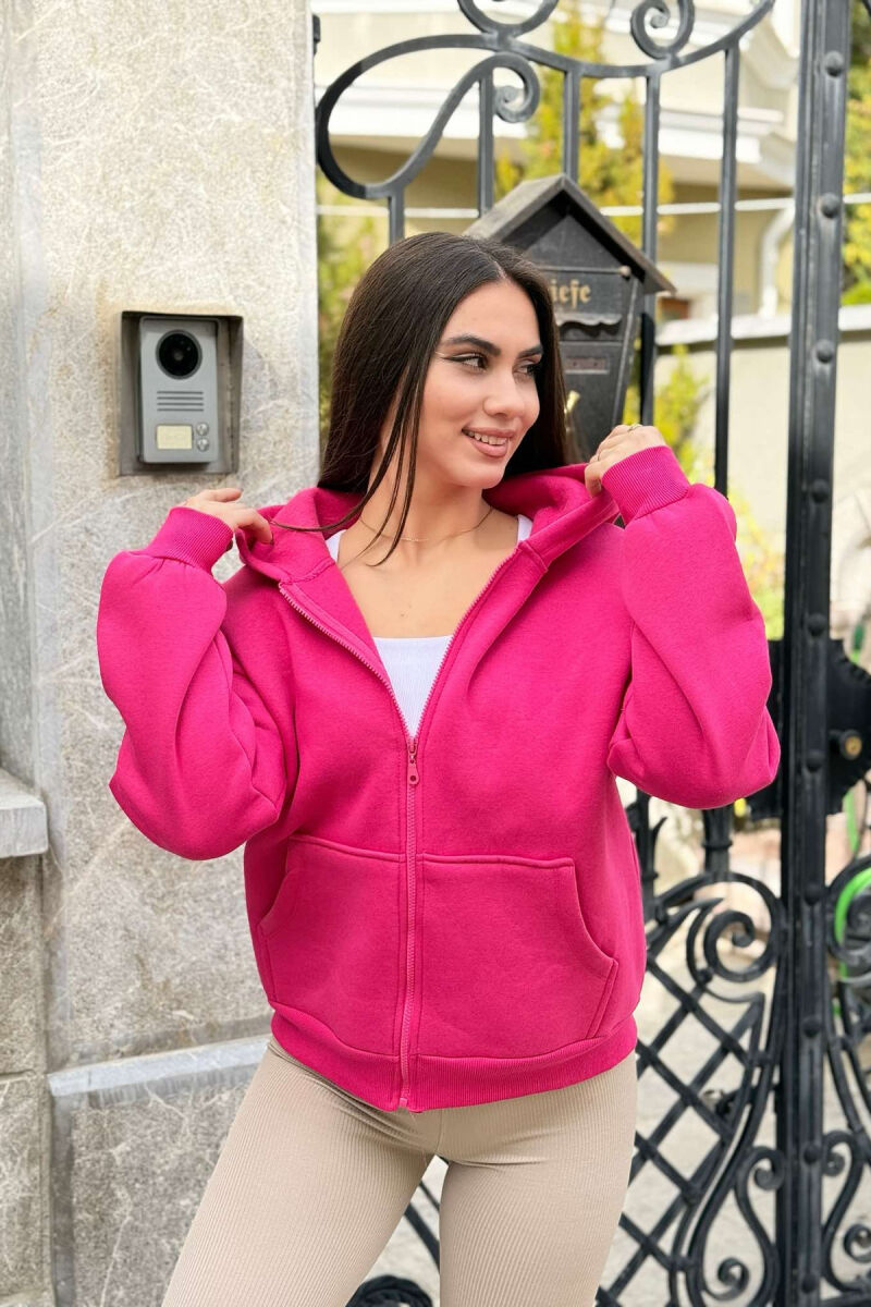 HOODED WOMEN JACKET WITH POCKETS FUCHSIA/CIKLAMI - 1