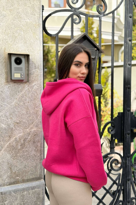 HOODED WOMEN JACKET WITH POCKETS FUCHSIA/CIKLAMI - 2