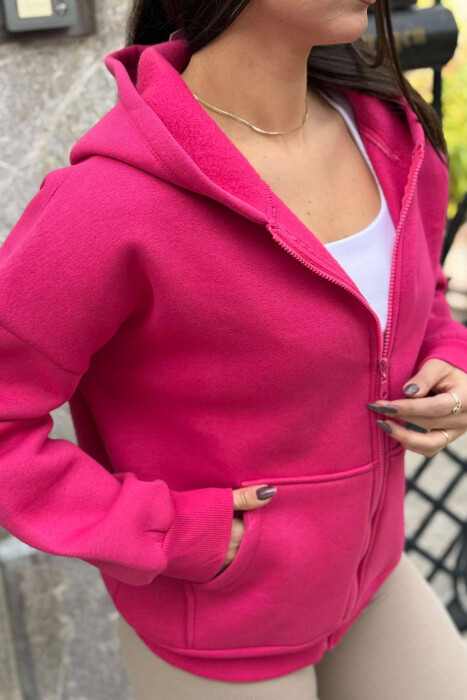 HOODED WOMEN JACKET WITH POCKETS FUCHSIA/CIKLAMI - 4