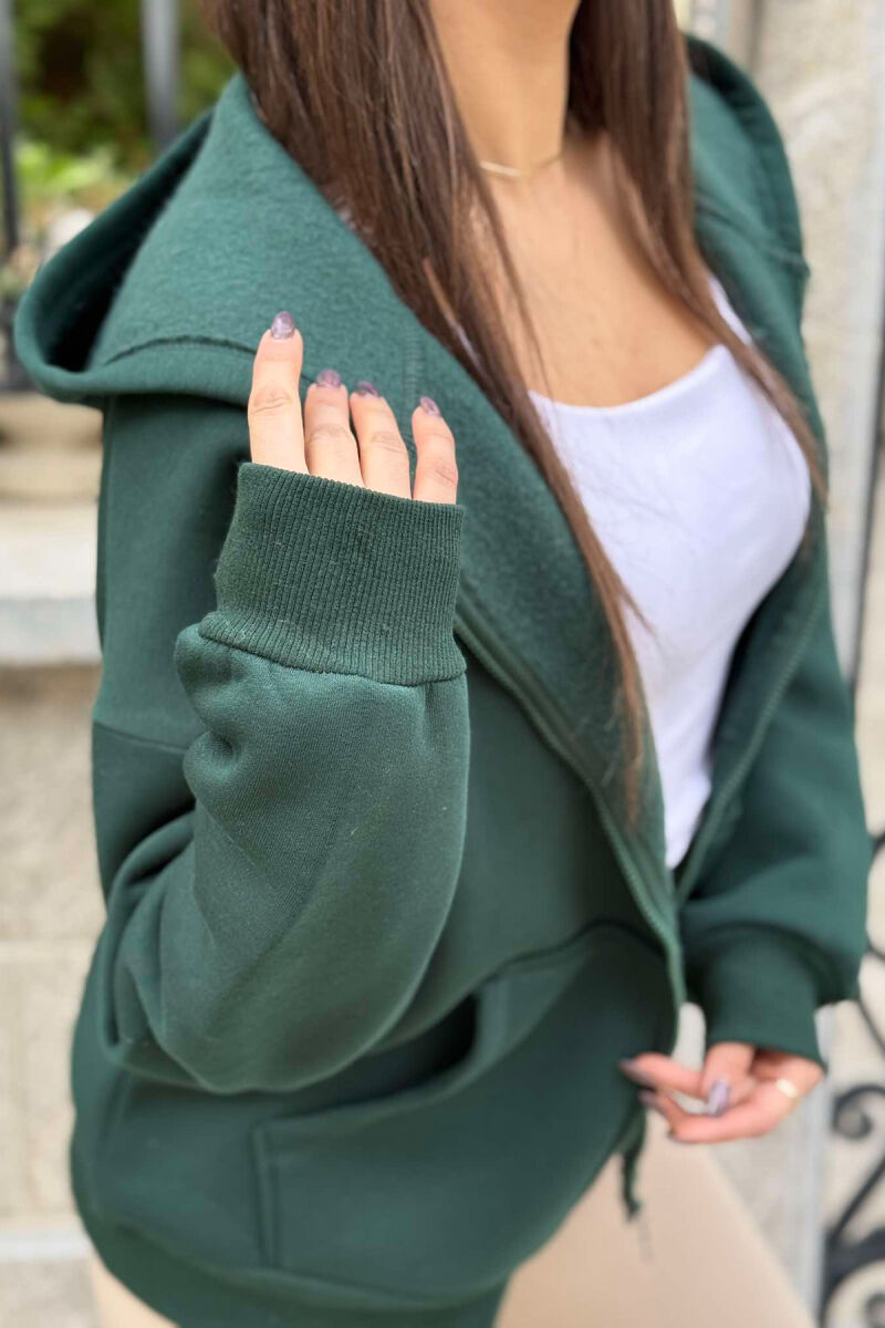 HOODED WOMEN JACKET WITH POCKETS GREEN/JESHILE - 3