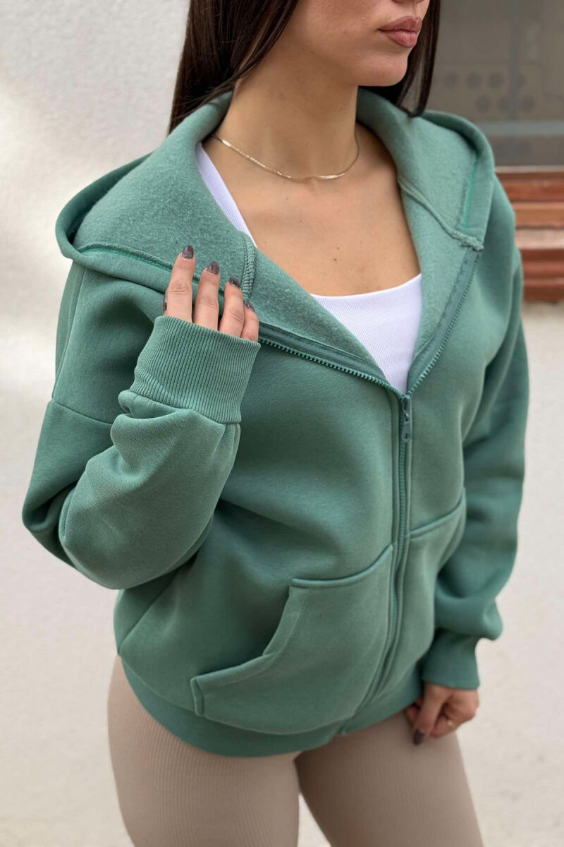 HOODED WOMEN JACKET WITH POCKETS MINT/MENTE - 3