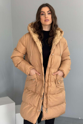 HOODED WOMEN PUFFER JACKET BEIGE/BEZHE 