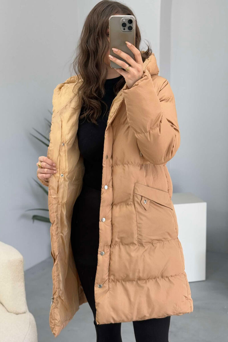 HOODED WOMEN PUFFER JACKET BEIGE/BEZHE - 6