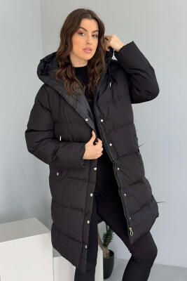 HOODED WOMEN PUFFER JACKET BLACK/ E ZEZE 