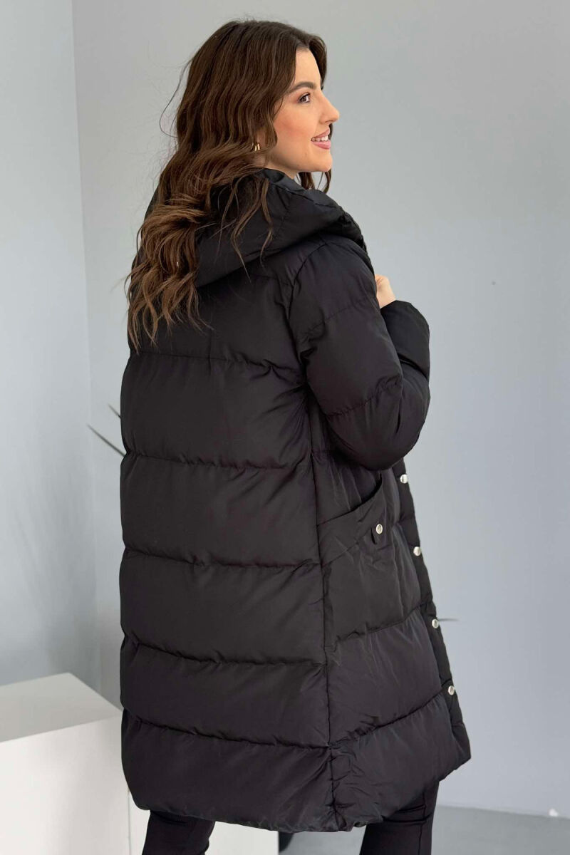 HOODED WOMEN PUFFER JACKET BLACK/ E ZEZE - 2