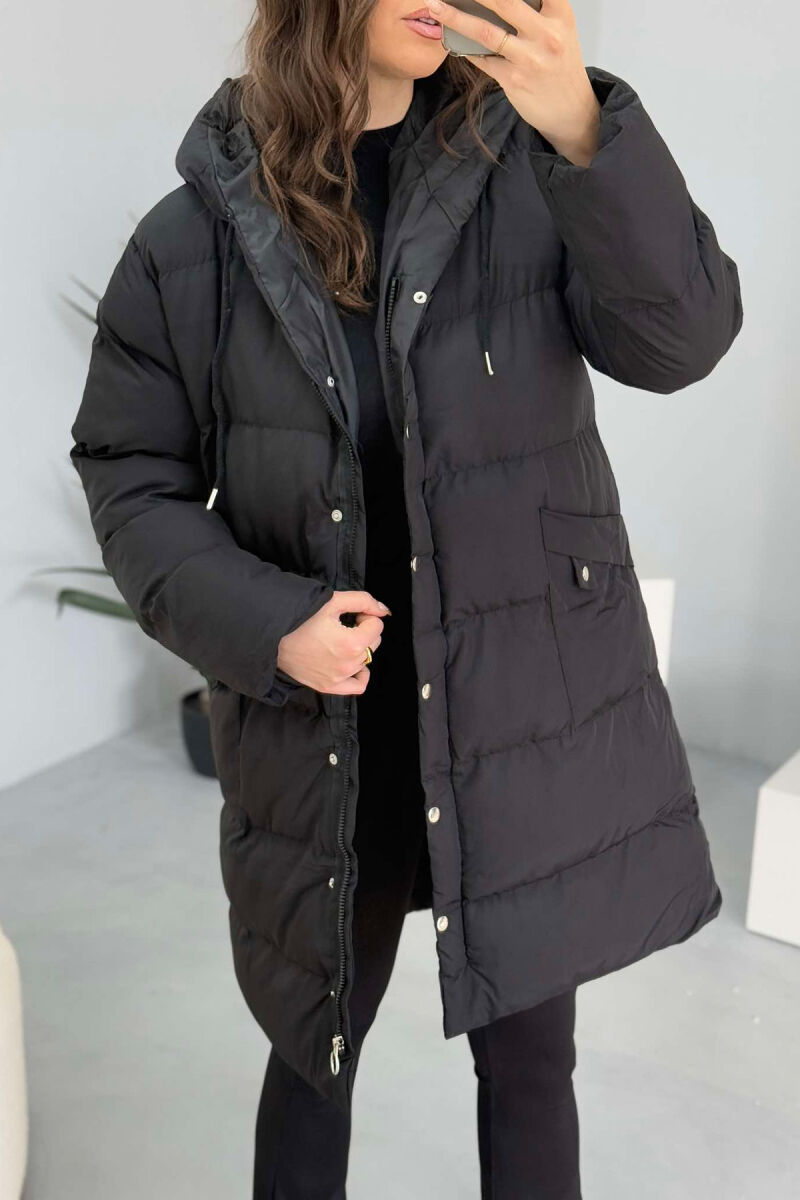 HOODED WOMEN PUFFER JACKET BLACK/ E ZEZE - 4