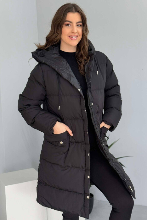 HOODED WOMEN PUFFER JACKET BLACK/ E ZEZE - 6