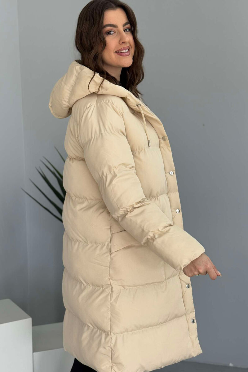 HOODED WOMEN PUFFER JACKET CREAM/KREM - 4