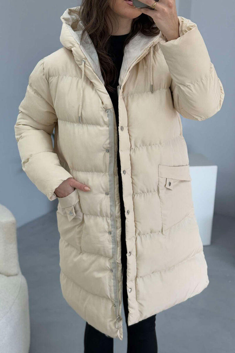 HOODED WOMEN PUFFER JACKET CREAM/KREM - 6