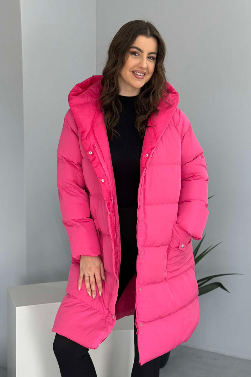 HOODED WOMEN PUFFER JACKET FUCHSIA/CIKLAMI - 1