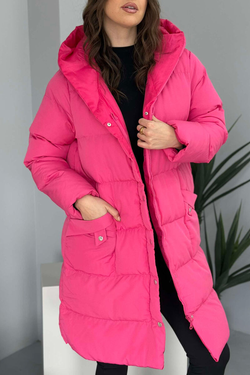 HOODED WOMEN PUFFER JACKET FUCHSIA/CIKLAMI - 3