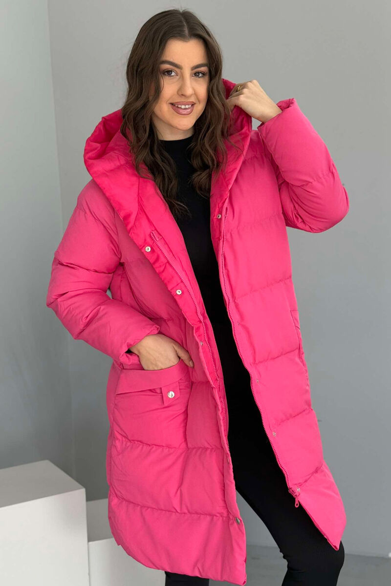 HOODED WOMEN PUFFER JACKET FUCHSIA/CIKLAMI - 4