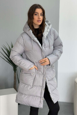 HOODED WOMEN PUFFER JACKET GREY/GRI 