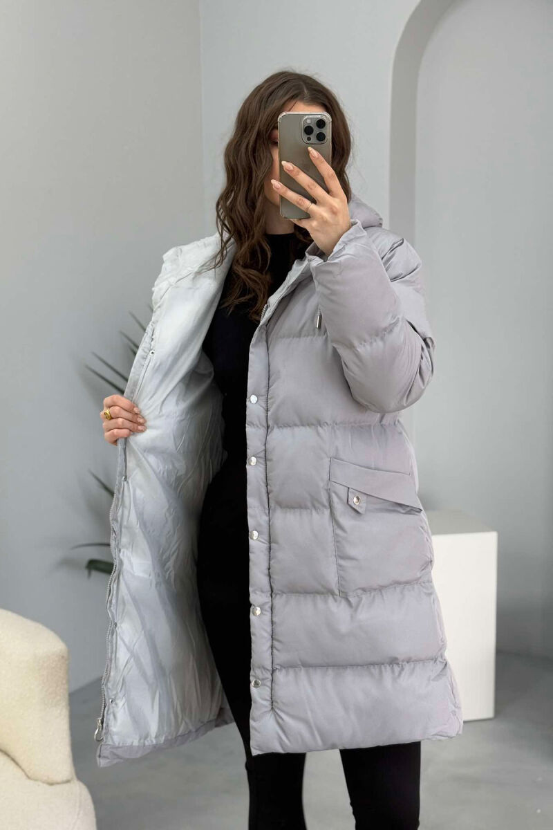 HOODED WOMEN PUFFER JACKET GREY/GRI - 2