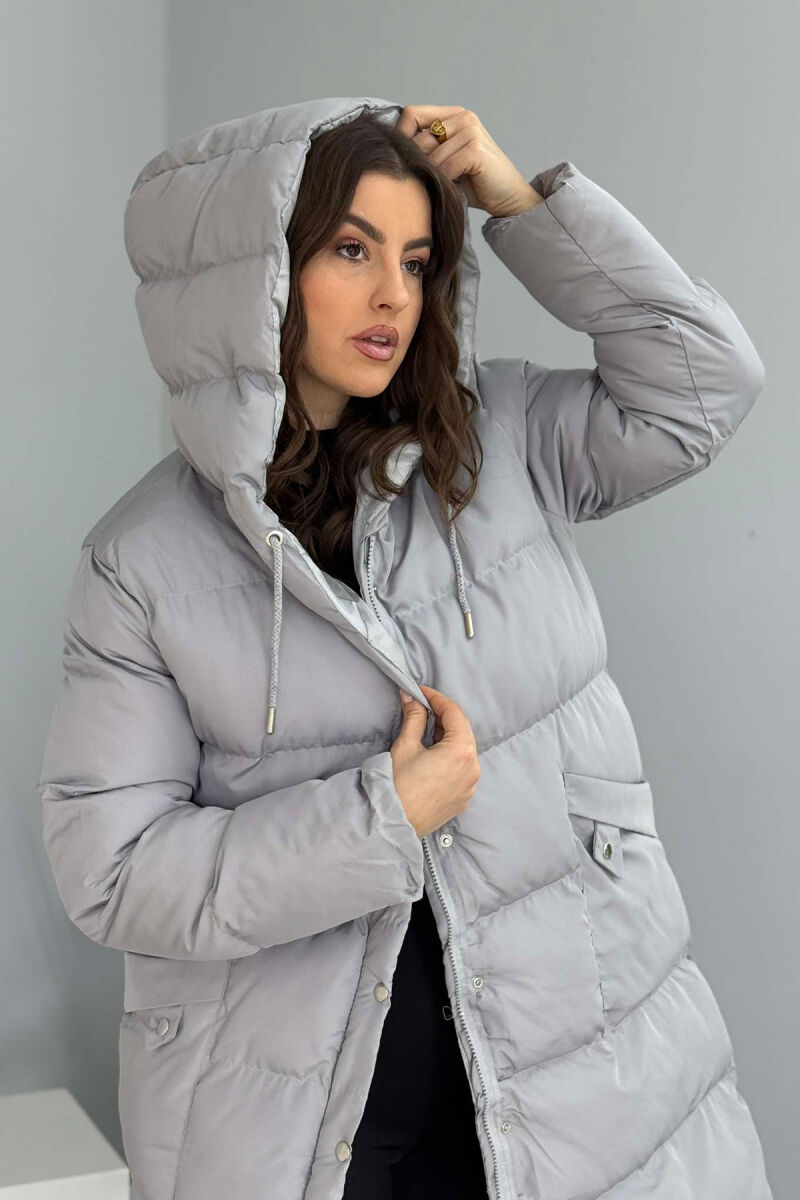 HOODED WOMEN PUFFER JACKET GREY/GRI - 4