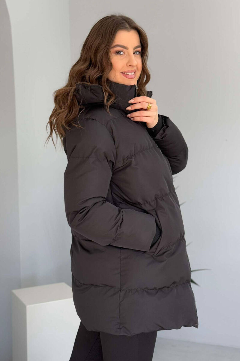 HOODED WOMEN PUFFER JACKET IN BLACK COLOR - 6