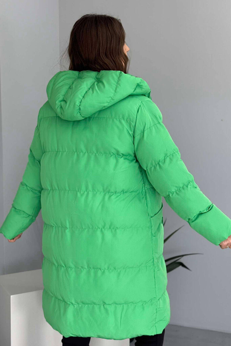 HOODED WOMEN PUFFER JACKET IN LIGHT GREEN COLOR - 4