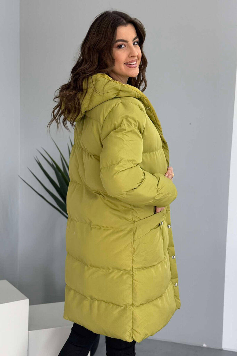 HOODED WOMEN PUFFER JACKET IN OLIVE COLOR - 6