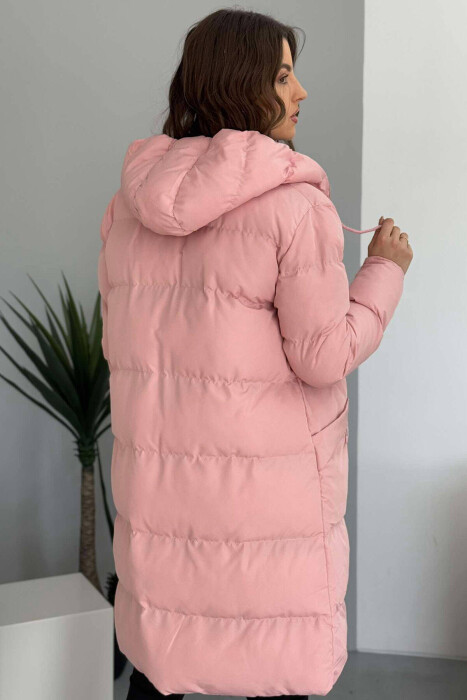 HOODED WOMEN PUFFER JACKET IN PINK COLOR - 2