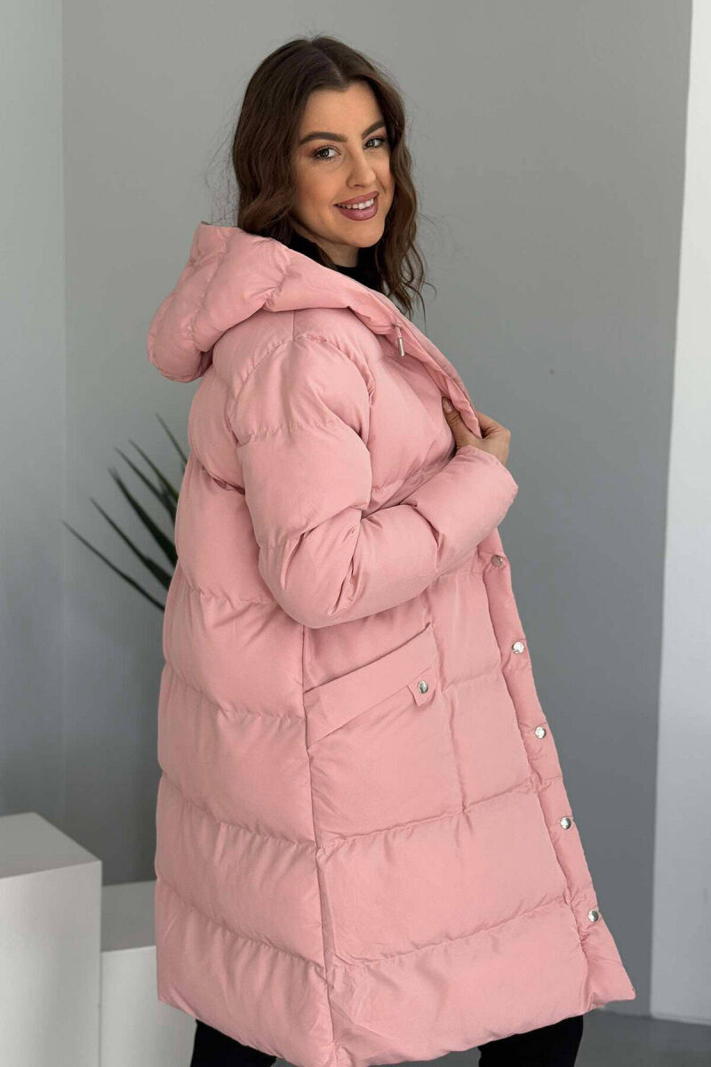 HOODED WOMEN PUFFER JACKET IN PINK COLOR - 4