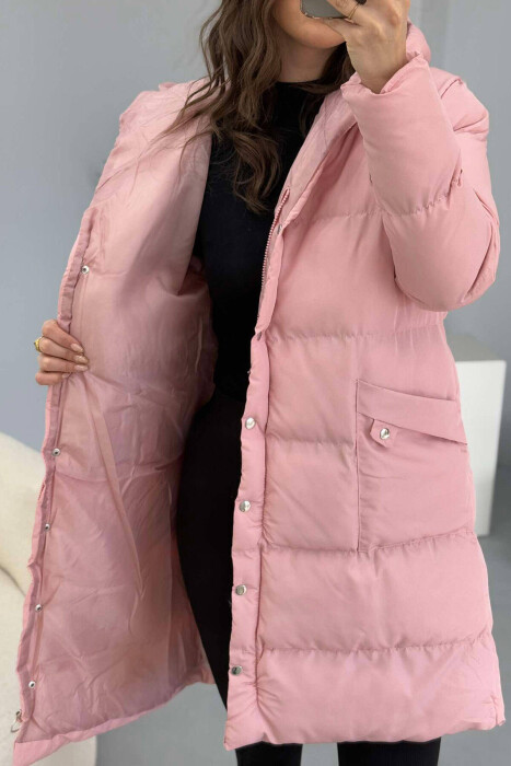 HOODED WOMEN PUFFER JACKET IN PINK COLOR - 6