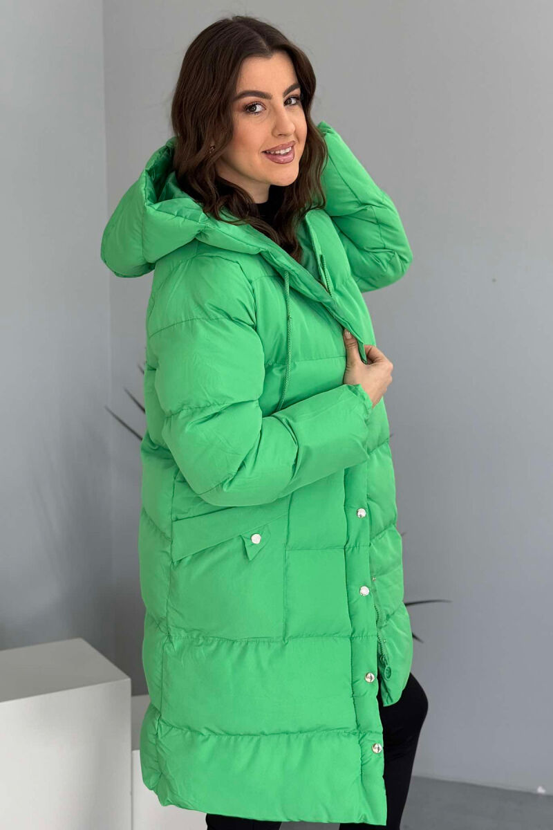 HOODED WOMEN PUFFER JACKET LIGHT GREEN/JEZB - 2