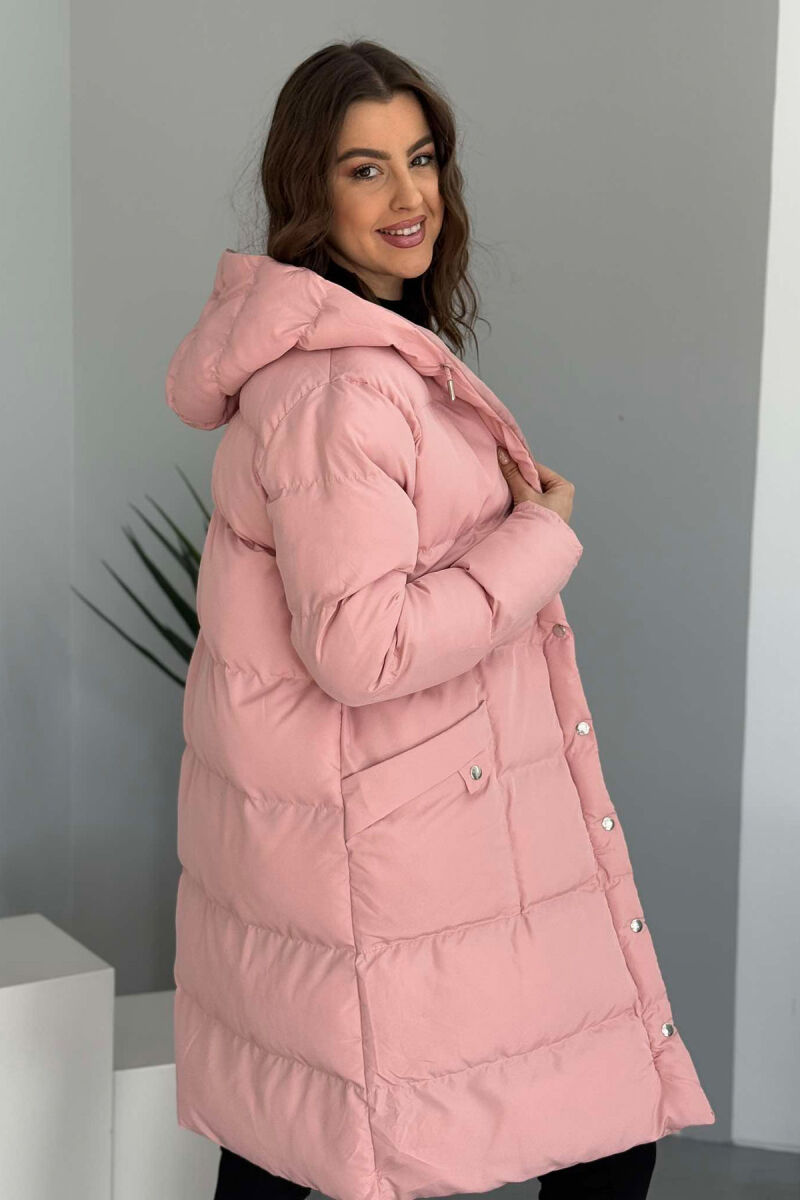 HOODED WOMEN PUFFER JACKET PINK/ROZE - 4