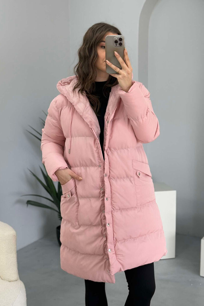 HOODED WOMEN PUFFER JACKET PINK/ROZE - 7