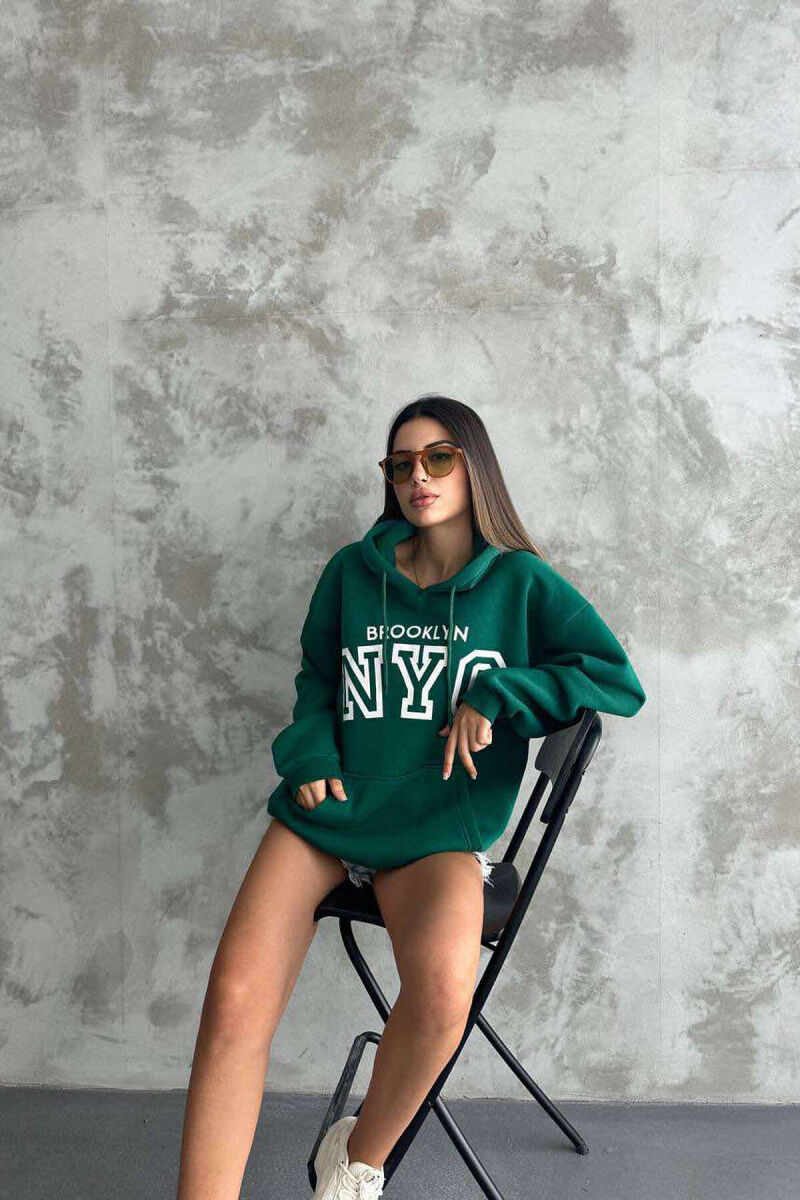 HOODIE BROOKLYN PËR FEMRA NË NGJYRË JESHILE - 2