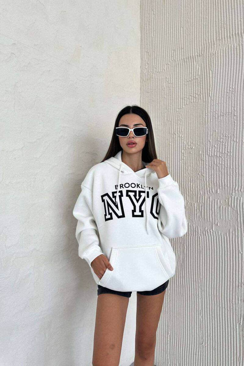 HOODIE BROOKLYN PËR FEMRA NË NGJYRË TË BARDHË - 1