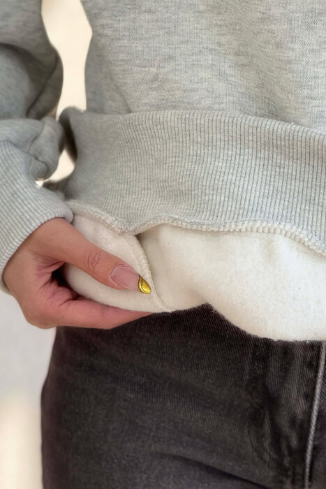 HOODIE E THJESHTE NJE NGJYRESHE PER FEMRA NE NGJYRE GRI - 4