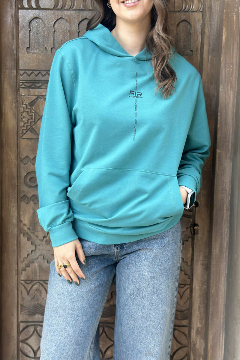 HOODIE E THJESHTË NJË NGJYRËSHE PËR FEMRA NË NGJYRË GURKALI - 5