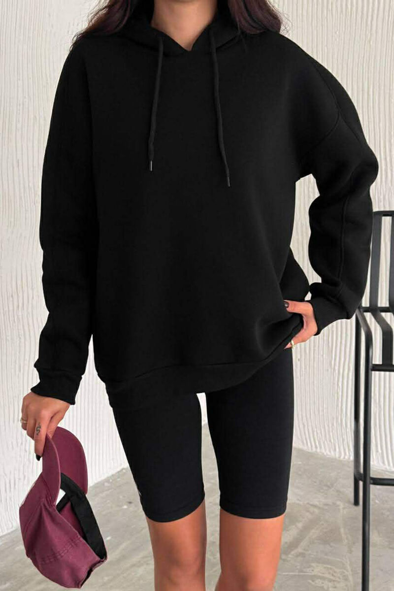 HOODIE E THJESHTE NJE NGJYRESHE PER FEMRA NE NGJYRE TE ZEZE - 1