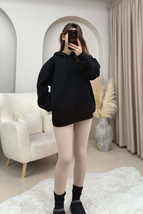 HOODIE E THJESHTE NJE NGJYRESHE PER FEMRA NE NGJYRE TE ZEZE - 2