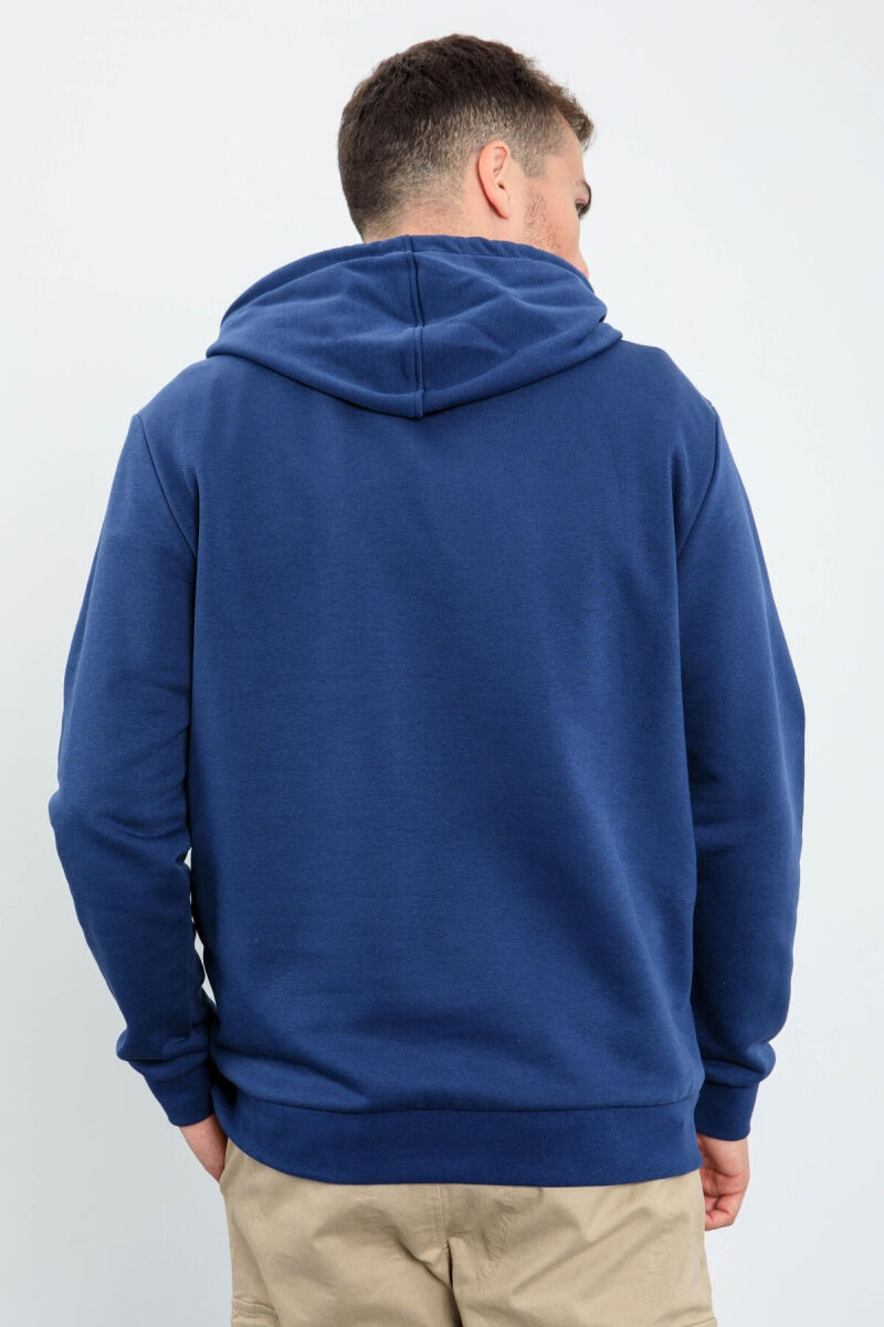 HOODIE E THJESHTË NJË NGJYRËSHE PËR MESHKUJ NË NGJYRËN BLU - 6