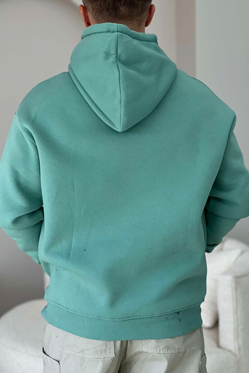 HOODIE E THJESHTË NJË NGJYRESHE PËR MESHKUJ NË NGJYRËN MENTE - 2