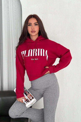 HOODIE FLORIDA FOR WOMEN IN WHITE COLOR BURGUNDY/VISHNJE 