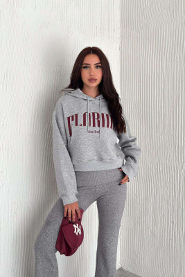 HOODIE FLORIDA FOR WOMEN IN WHITE COLOR GREY/GRI 